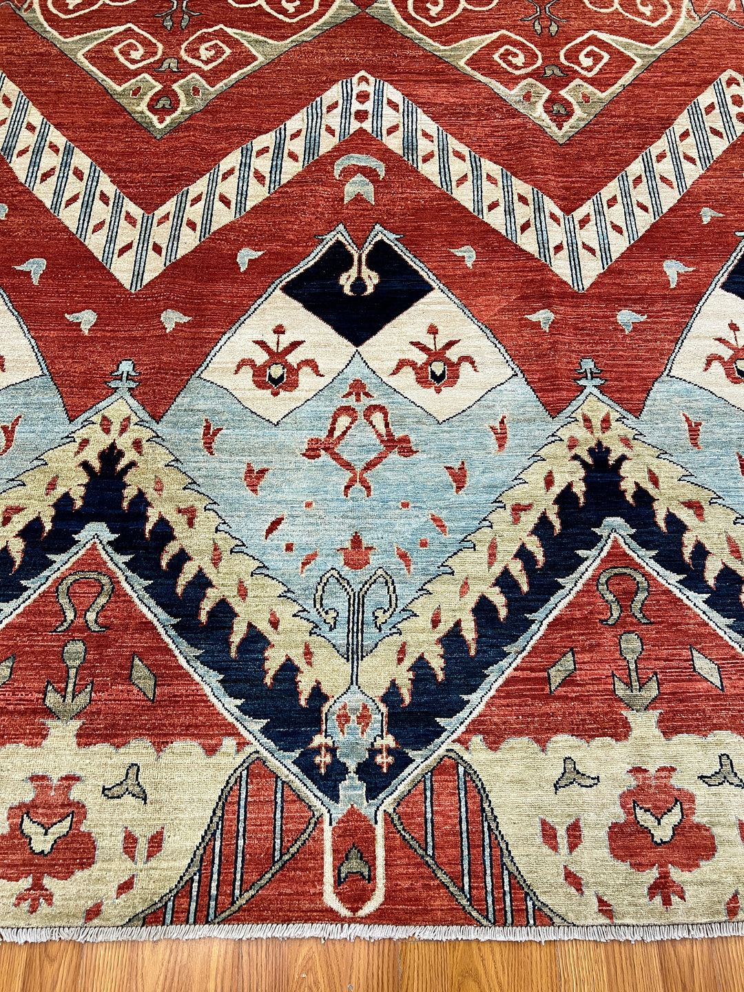 Red 6'4X9'8Ft Hand Knotted Afghan Rug - Tribal Area Rug - Natural Dye Wool Rug - 6x10 Bedroom Rug - Living Room Rug - Dining Room Rug-San Francisco Rugs--San Francisco Rugs