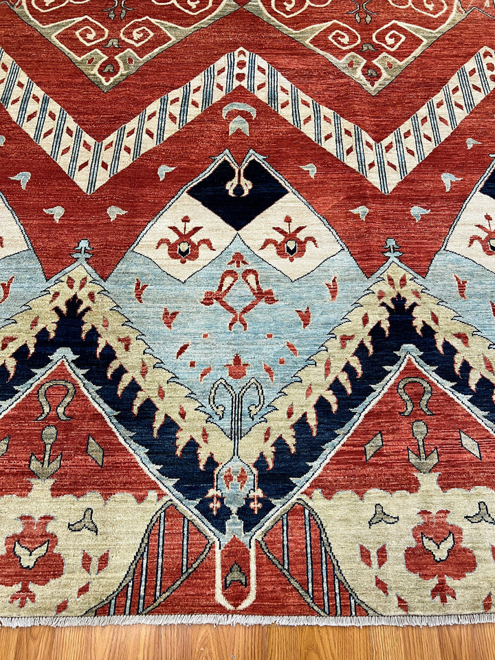 Red 6'4X9'8Ft Hand Knotted Afghan Rug - Tribal Area Rug - Natural Dye Wool Rug - 6x10 Bedroom Rug - Living Room Rug - Dining Room Rug-San Francisco Rugs--San Francisco Rugs