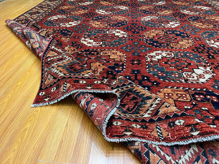 9X12 RED ERSARI HAND KNOTTED ORIENTAL RUG-San Francisco Rugs--San Francisco Rugs