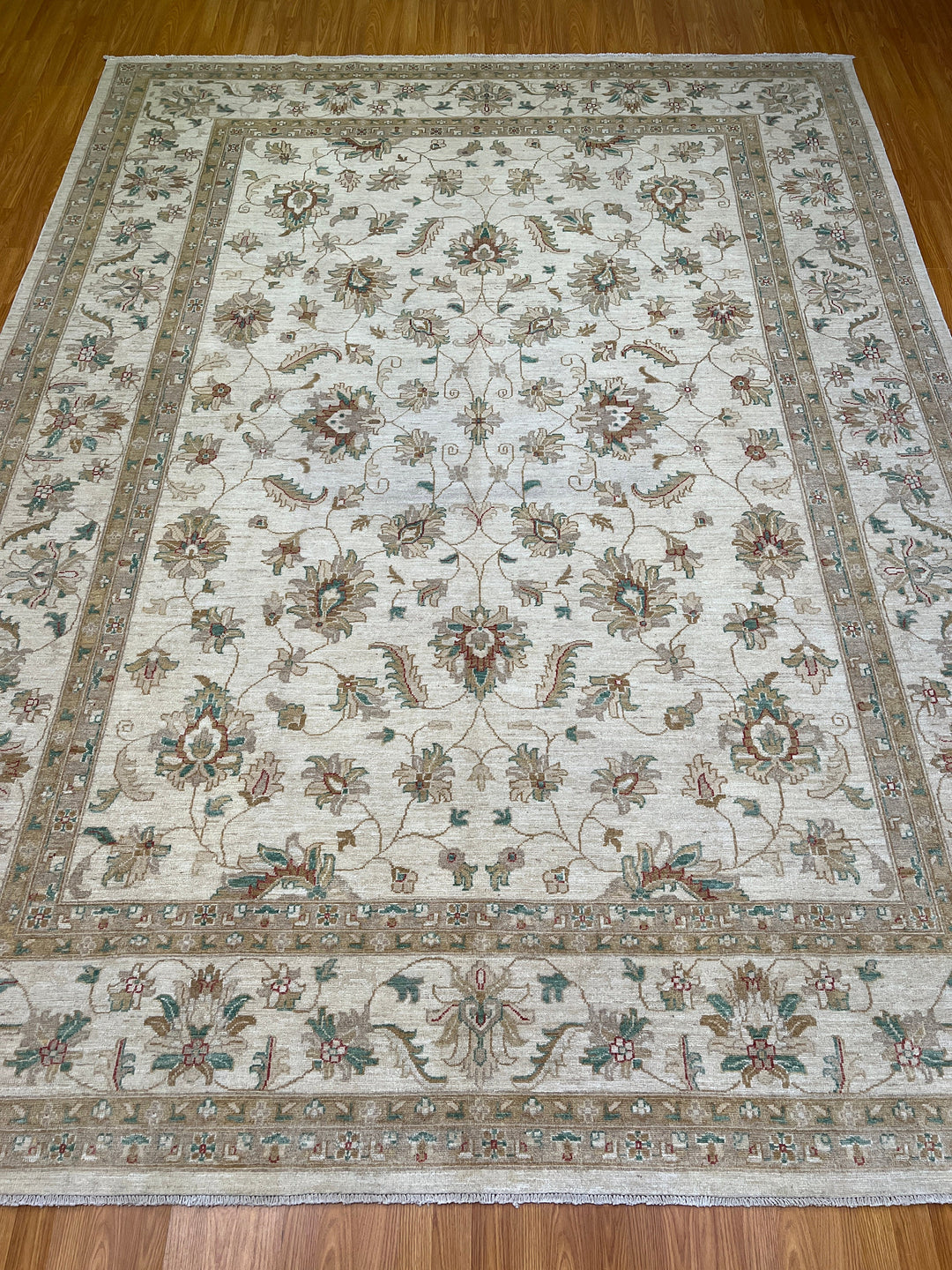 9x12 BEIGE FLORAL MAHAL DESIGN HAND KNOTTED RUG-San Francisco Rugs--San Francisco Rugs