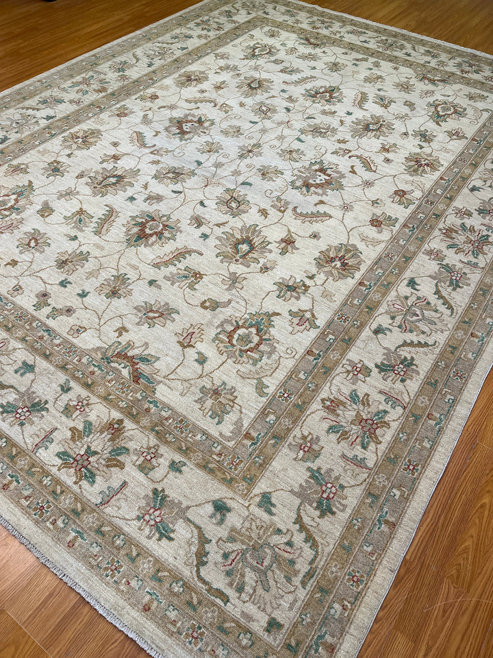 9x12 BEIGE FLORAL MAHAL DESIGN HAND KNOTTED RUG-San Francisco Rugs--San Francisco Rugs