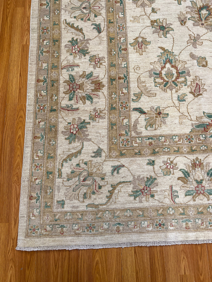 9x12 BEIGE FLORAL MAHAL DESIGN HAND KNOTTED RUG-San Francisco Rugs--San Francisco Rugs
