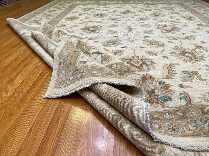 9x12 BEIGE FLORAL MAHAL DESIGN HAND KNOTTED RUG-San Francisco Rugs--San Francisco Rugs