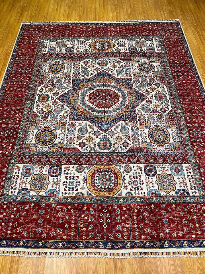 8X10 RED BEIGE MEDALLION HAND KNOTTED MAMLUK RUG-San Francisco Rugs--San Francisco Rugs