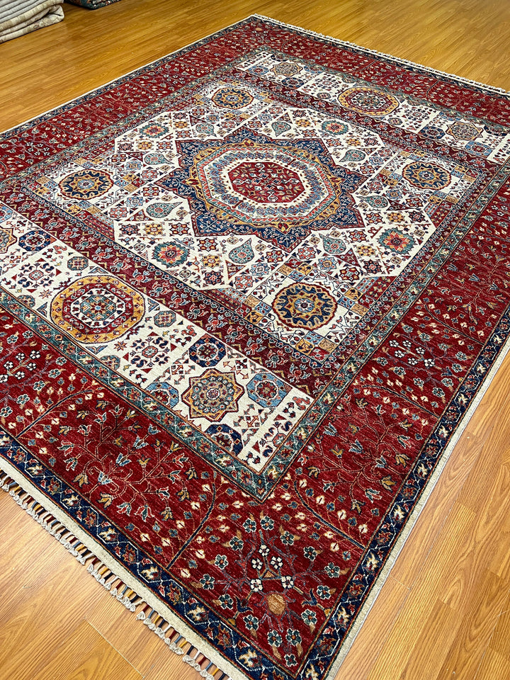 8X10 RED BEIGE MEDALLION HAND KNOTTED MAMLUK RUG-San Francisco Rugs--San Francisco Rugs