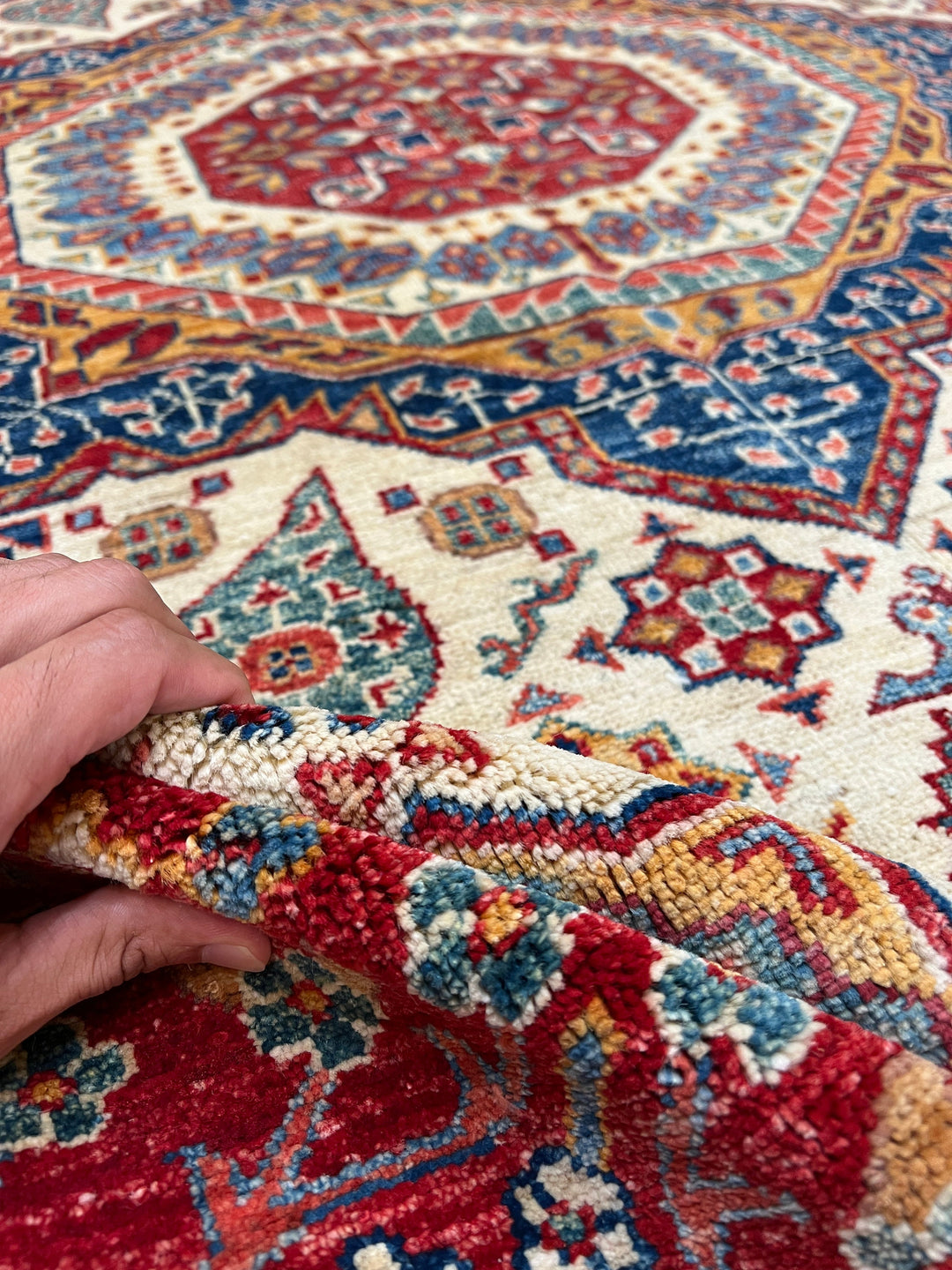8X10 RED BEIGE MEDALLION HAND KNOTTED MAMLUK RUG-San Francisco Rugs--San Francisco Rugs