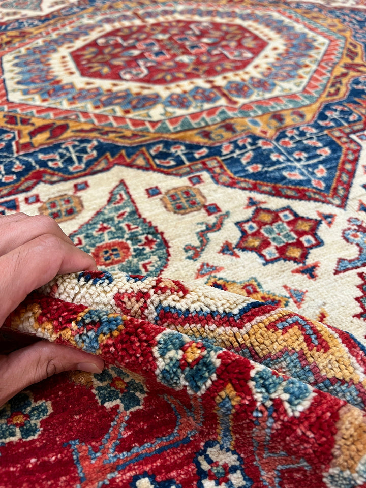 8X10 RED BEIGE MEDALLION HAND KNOTTED MAMLUK RUG-San Francisco Rugs--San Francisco Rugs