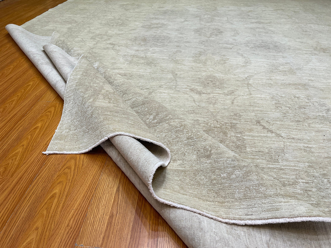 9X12 BEIGE VINTAGE HAND KNOTTED AFGHAN RUG-San Francisco Rugs--San Francisco Rugs