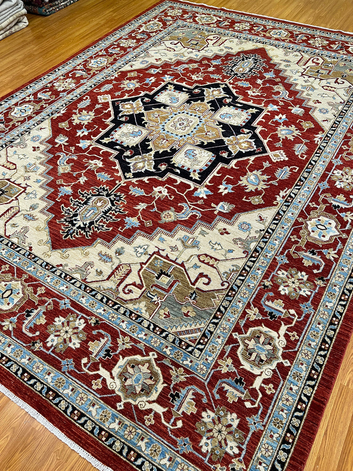 9X12 RED BEIGE SERAPI DESIGN HAND KNOTTED RUG-San Francisco Rugs--San Francisco Rugs