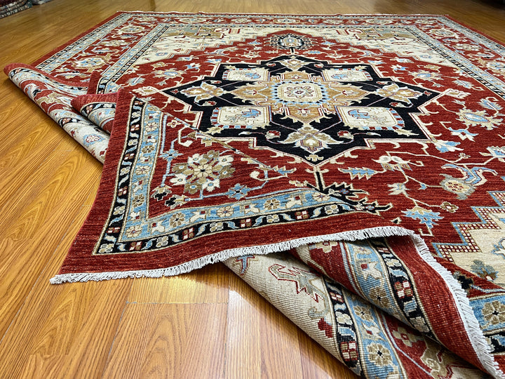 9X12 RED BEIGE SERAPI DESIGN HAND KNOTTED RUG-San Francisco Rugs--San Francisco Rugs