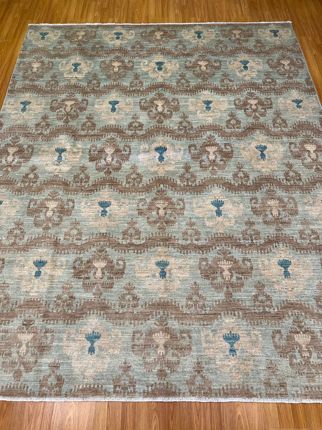 8x10 BROWN GREEN HAND KNOTTED AFGHAN RUG-San Francisco Rugs--San Francisco Rugs