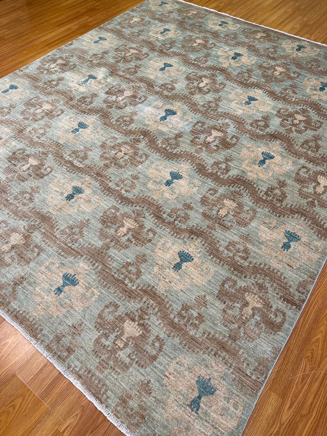 8x10 BROWN GREEN HAND KNOTTED AFGHAN RUG-San Francisco Rugs--San Francisco Rugs