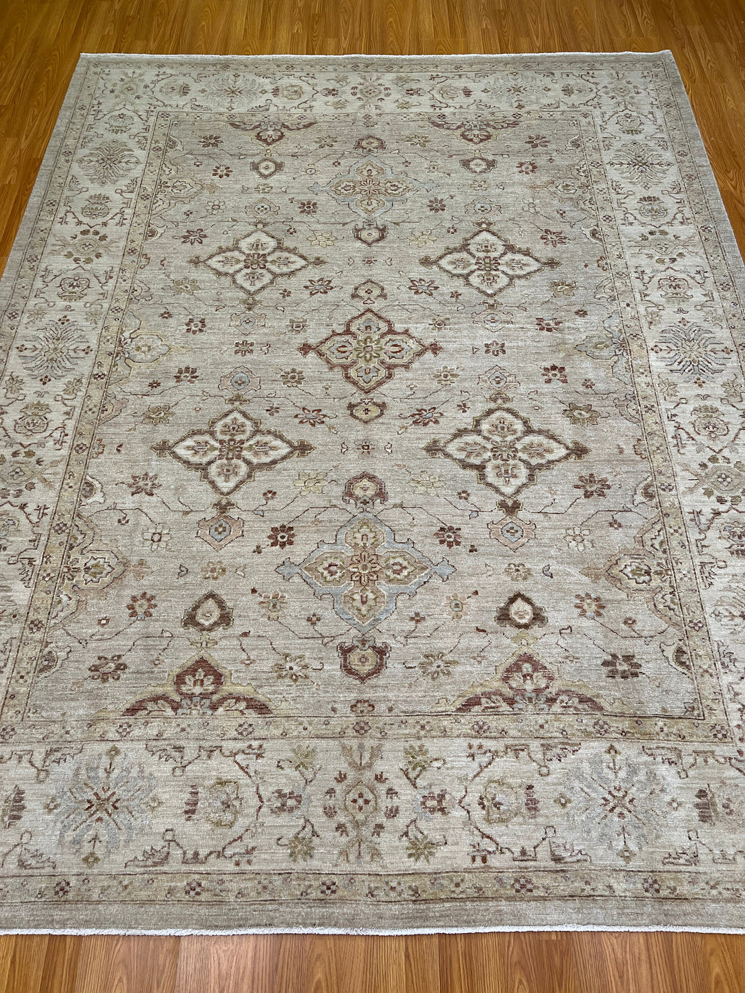 Beige Gray 8x10 Ft Hand Knotted Wool Rug - Vintage Afghan Rug - Light Colored Rugs - Area Rug For Office - Bedroom Rug - Living Room Rugs-San Francisco Rugs--San Francisco Rugs