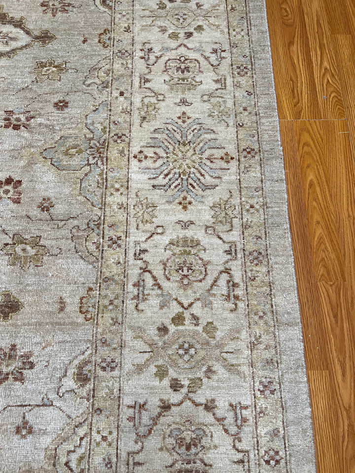 Beige Gray 8x10 Ft Hand Knotted Wool Rug - Vintage Afghan Rug - Light Colored Rugs - Area Rug For Office - Bedroom Rug - Living Room Rugs-San Francisco Rugs--San Francisco Rugs