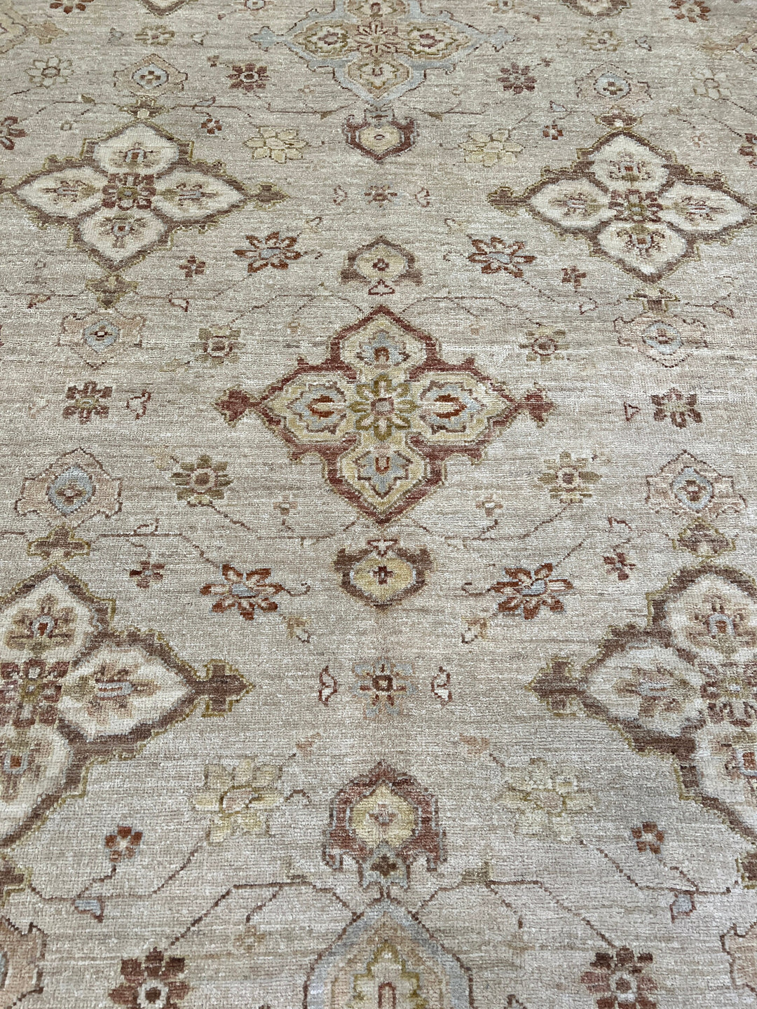 Beige Gray 8x10 Ft Hand Knotted Wool Rug - Vintage Afghan Rug - Light Colored Rugs - Area Rug For Office - Bedroom Rug - Living Room Rugs-San Francisco Rugs--San Francisco Rugs