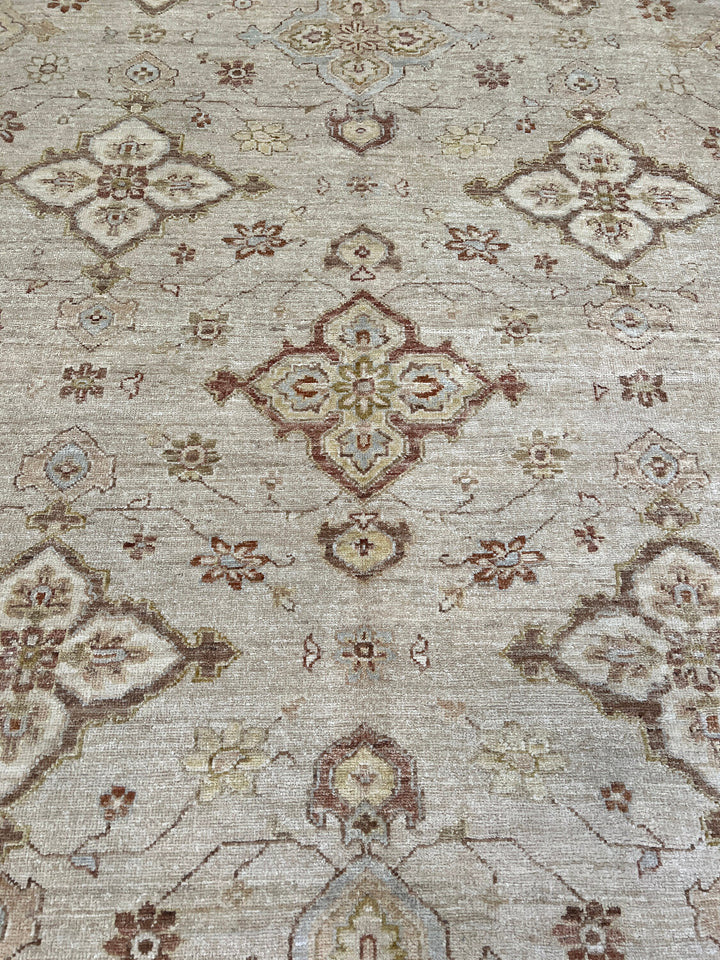 Beige Gray 8x10 Ft Hand Knotted Wool Rug - Vintage Afghan Rug - Light Colored Rugs - Area Rug For Office - Bedroom Rug - Living Room Rugs-San Francisco Rugs--San Francisco Rugs