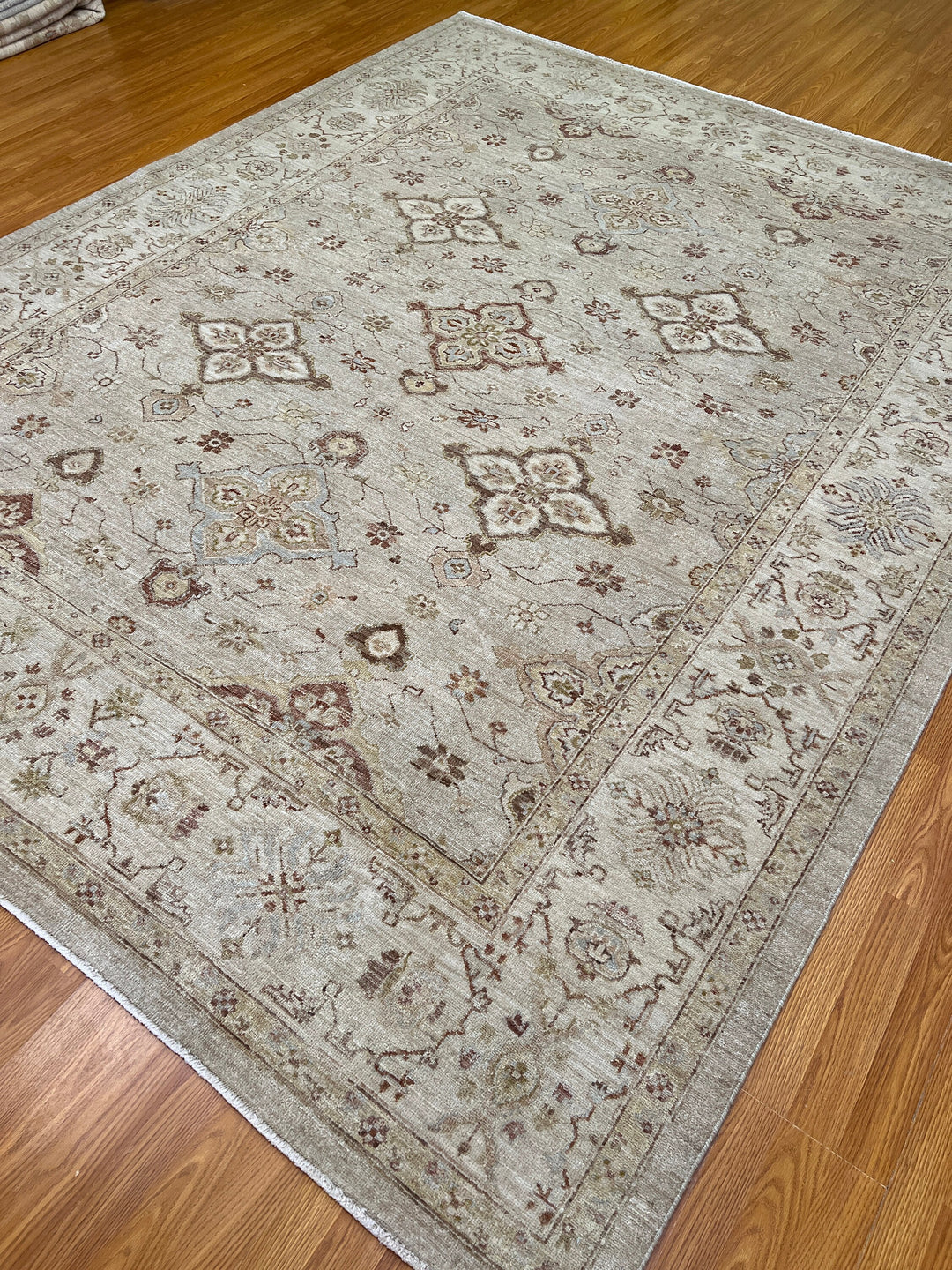 Beige Gray 8x10 Ft Hand Knotted Wool Rug - Vintage Afghan Rug - Light Colored Rugs - Area Rug For Office - Bedroom Rug - Living Room Rugs-San Francisco Rugs--San Francisco Rugs