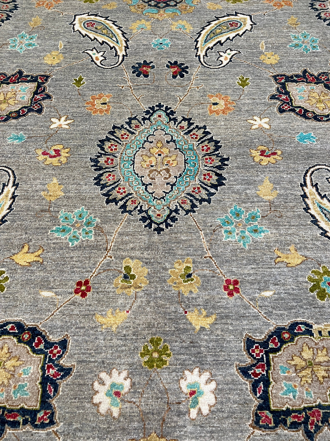 Gray 8x10 Ft Persian Suzani Rug - Hand Knotted Wool Rug - Area Rug For Bedroom - Dining Room Rug - Living Room Rug - Home Decor Rugs-San Francisco Rugs--San Francisco Rugs