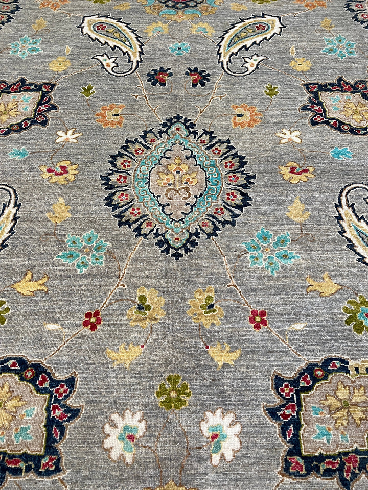 Gray 8x10 Ft Persian Suzani Rug - Hand Knotted Wool Rug - Area Rug For Bedroom - Dining Room Rug - Living Room Rug - Home Decor Rugs-San Francisco Rugs--San Francisco Rugs
