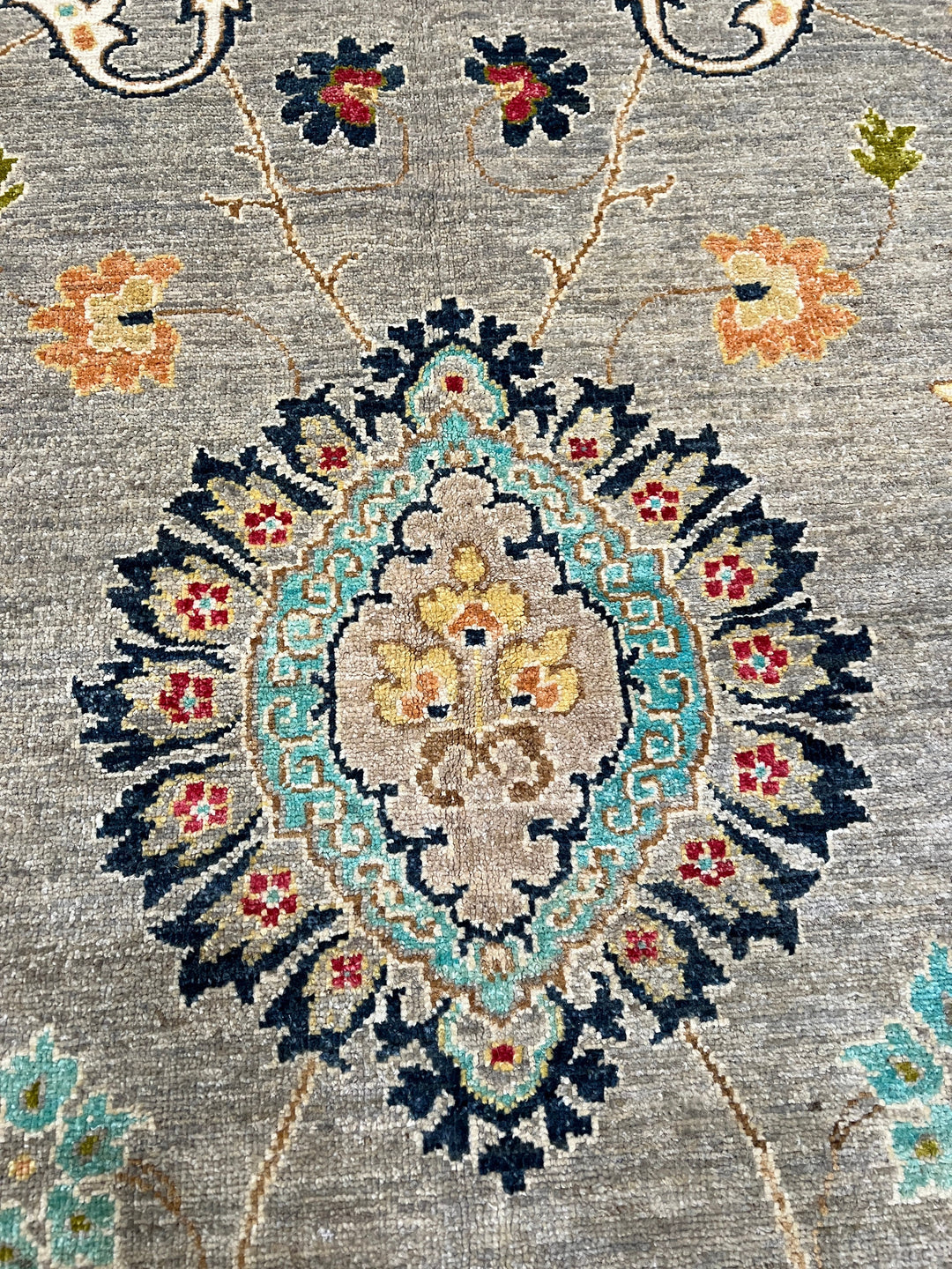 Gray 8x10 Ft Persian Suzani Rug - Hand Knotted Wool Rug - Area Rug For Bedroom - Dining Room Rug - Living Room Rug - Home Decor Rugs-San Francisco Rugs--San Francisco Rugs