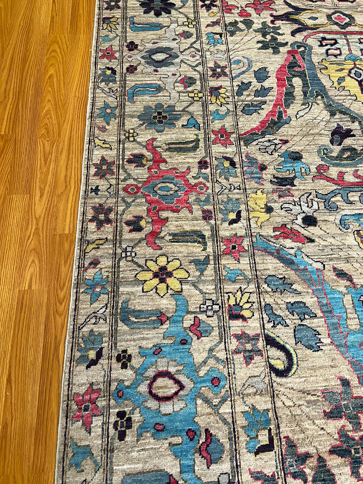 9X12 GRAY PASTEL BIJAR HAND KNOTTED AFGHAN RUG-San Francisco Rugs--San Francisco Rugs