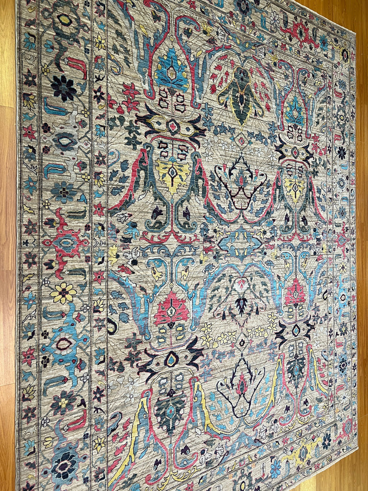 9X12 GRAY PASTEL BIJAR HAND KNOTTED AFGHAN RUG-San Francisco Rugs--San Francisco Rugs
