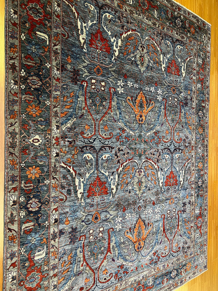9X12 GRAY GREEN BIJAR TRADITIONAL HAND KNOTTED RUG-San Francisco Rugs--San Francisco Rugs