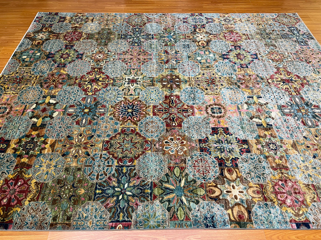 8X10 ABSTRACT FLORAL PATTERN MULTICOLOR HAND KNOTTED RUG-San Francisco Rugs--San Francisco Rugs