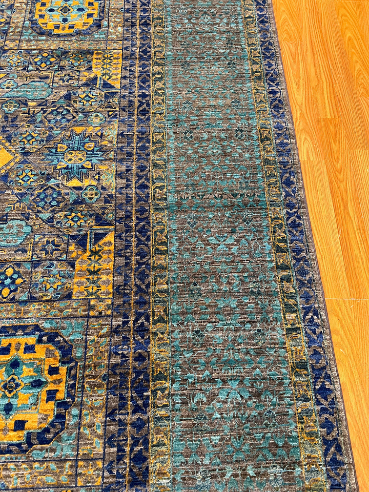 Blue-Brown 8x10 Ft Hand Knotted Wool Rug - High Quality Wool Rug - Turkish Mamluk Rug - Medallion Design Rug - Dining Room Rug - Bedroom Rug-San Francisco Rugs--San Francisco Rugs