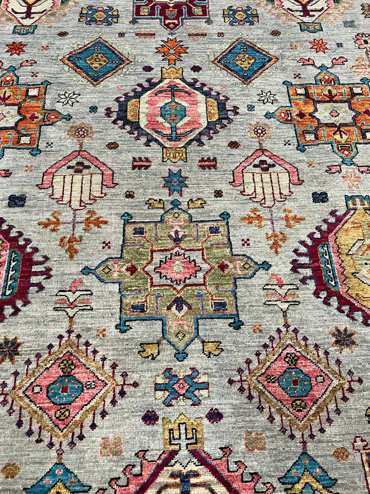 Gray 6x9 Ft Hand Knotted Afghan Rug - Fun Color Designer Rug - Soft Plush Wool Rug - 6x9 Bedroom Rug - Kids room Rug - Rug For Dining Room-San Francisco Rugs--San Francisco Rugs