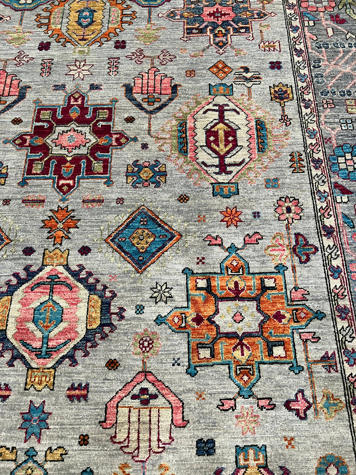 Gray 6x9 Ft Hand Knotted Afghan Rug - Fun Color Designer Rug - Soft Plush Wool Rug - 6x9 Bedroom Rug - Kids room Rug - Rug For Dining Room-San Francisco Rugs--San Francisco Rugs