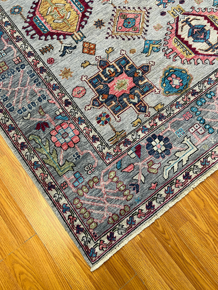 Gray 6x9 Ft Hand Knotted Afghan Rug - Fun Color Designer Rug - Soft Plush Wool Rug - 6x9 Bedroom Rug - Kids room Rug - Rug For Dining Room-San Francisco Rugs--San Francisco Rugs