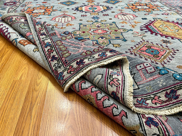 Gray 6x9 Ft Hand Knotted Afghan Rug - Fun Color Designer Rug - Soft Plush Wool Rug - 6x9 Bedroom Rug - Kids room Rug - Rug For Dining Room-San Francisco Rugs--San Francisco Rugs
