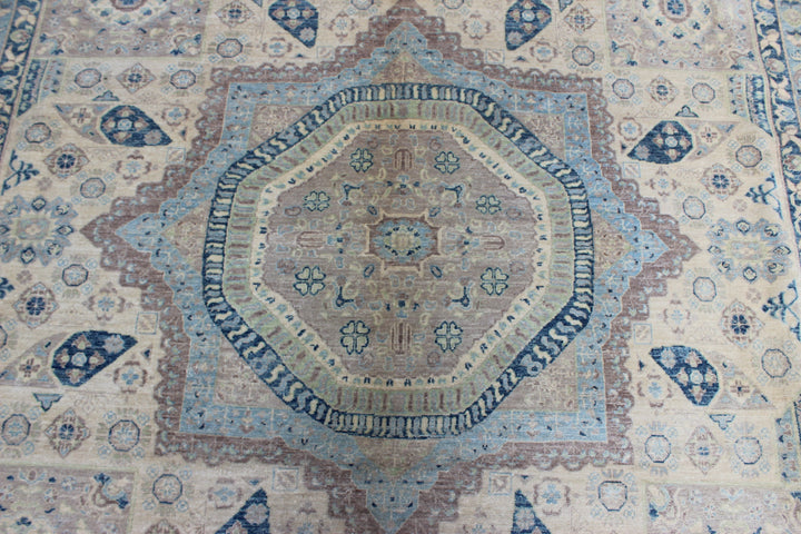 10x14 Ft BEIGE TURKISH MAMLUK HAND KNOTTED RUG-San Francisco Rugs--San Francisco Rugs