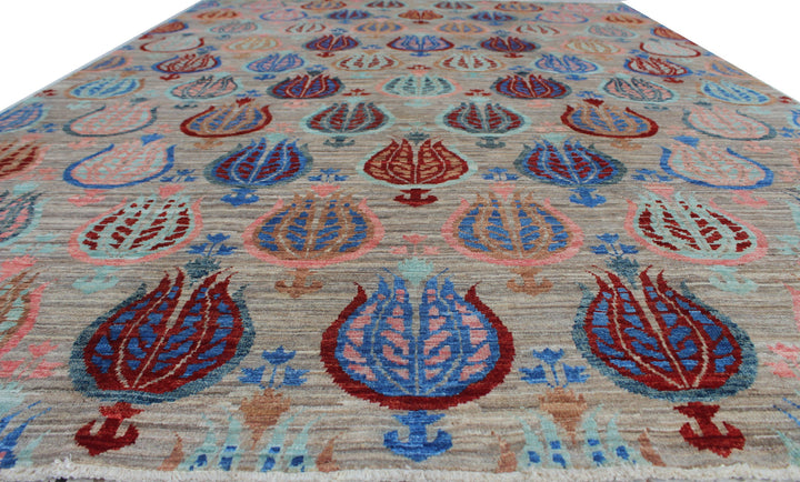 Gray 6x8 Ft Hand Knotted Transitional Rug - Afghan Wool Rug - Tribal Area Rug - 6x8 Office Rug - Small Bedroom Rug - Living Room Rug-San Francisco Rugs--San Francisco Rugs