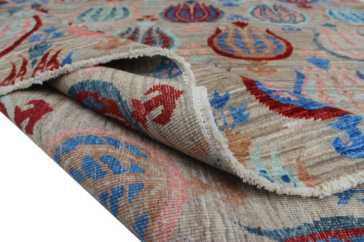 Gray 6x8 Ft Hand Knotted Transitional Rug - Afghan Wool Rug - Tribal Area Rug - 6x8 Office Rug - Small Bedroom Rug - Living Room Rug-San Francisco Rugs--San Francisco Rugs