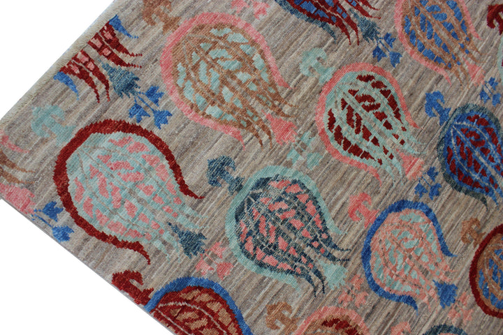 Gray 6x8 Ft Hand Knotted Transitional Rug - Afghan Wool Rug - Tribal Area Rug - 6x8 Office Rug - Small Bedroom Rug - Living Room Rug-San Francisco Rugs--San Francisco Rugs