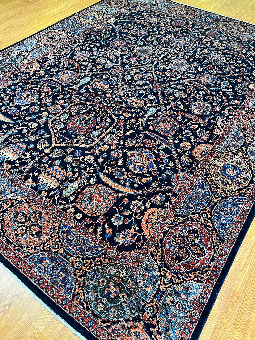9X12 NAVY BLUE FINE QUALITY HAND KNOTTED AFGHAN RUG-San Francisco Rugs--San Francisco Rugs