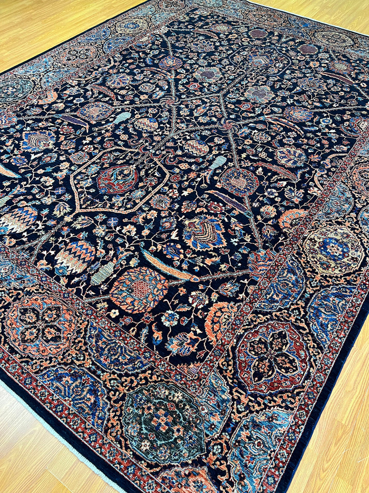 9X12 NAVY BLUE FINE QUALITY HAND KNOTTED AFGHAN RUG-San Francisco Rugs--San Francisco Rugs