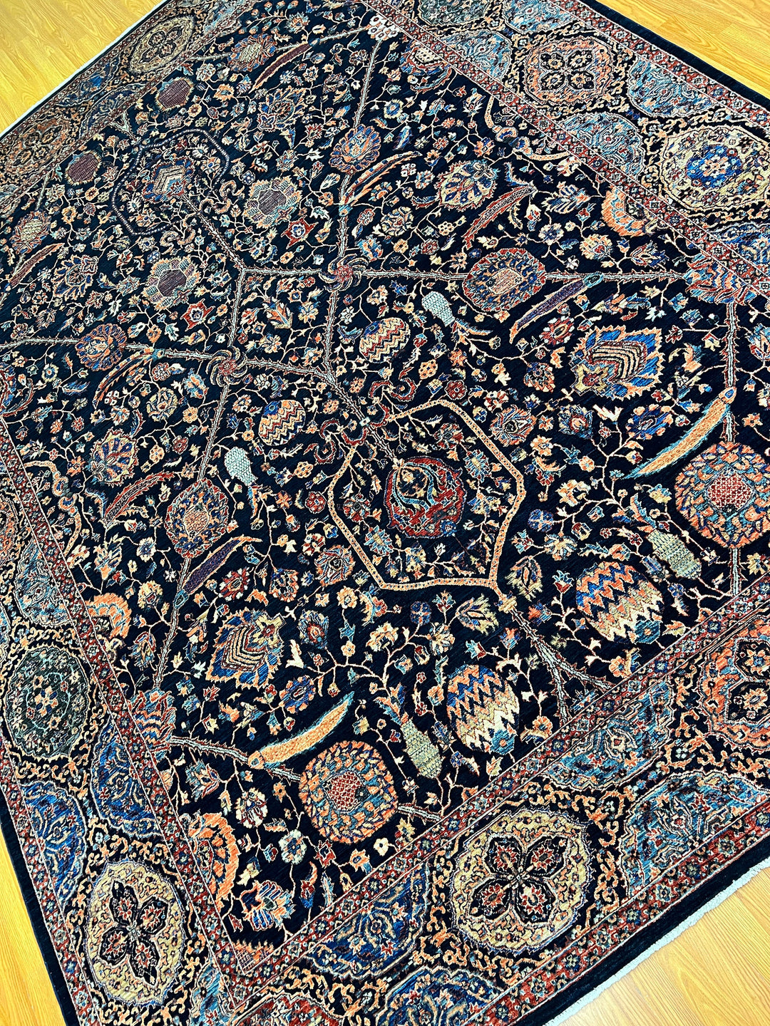9X12 NAVY BLUE FINE QUALITY HAND KNOTTED AFGHAN RUG-San Francisco Rugs--San Francisco Rugs