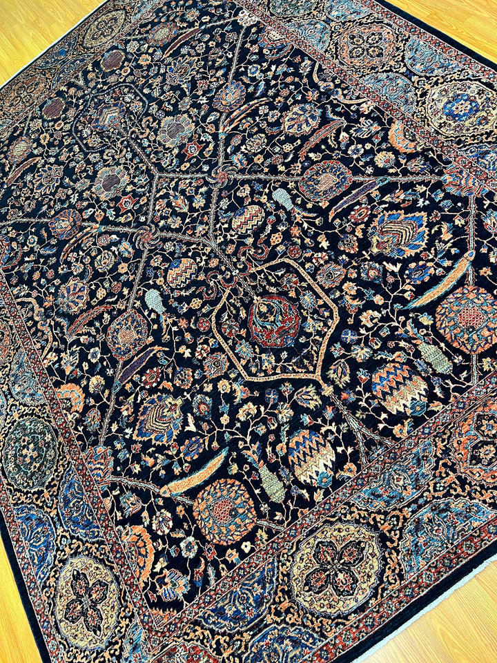 9X12 NAVY BLUE FINE QUALITY HAND KNOTTED AFGHAN RUG-San Francisco Rugs--San Francisco Rugs