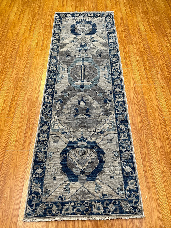 3x8 Ft Hand Knotted Runner Rug - Exquisite Runner Rug - Blue Afghan Rug - Hallway Runner Rug - Entryway Rug - Kitchen Rug - Home Decor Rugs-San Francisco Rugs--San Francisco Rugs