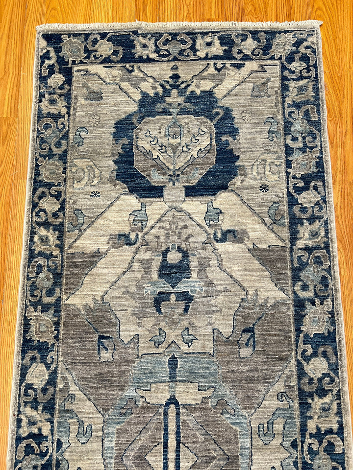 3x8 Ft Hand Knotted Runner Rug - Exquisite Runner Rug - Blue Afghan Rug - Hallway Runner Rug - Entryway Rug - Kitchen Rug - Home Decor Rugs-San Francisco Rugs--San Francisco Rugs