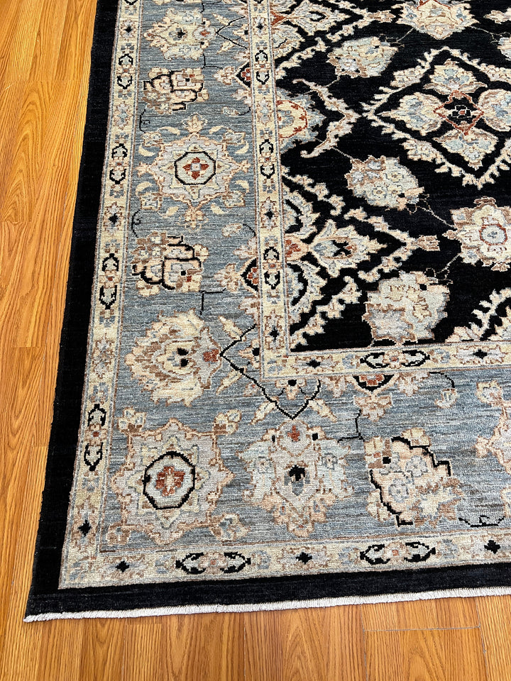 9X12 CHARCOAL BLACK HAND KNOTTED AFGHAN TRADITIONAL RUG-San Francisco Rugs--San Francisco Rugs