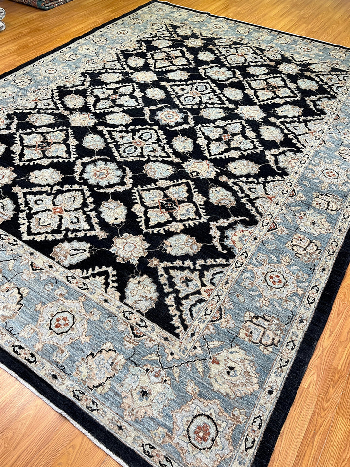 9X12 CHARCOAL BLACK HAND KNOTTED AFGHAN TRADITIONAL RUG-San Francisco Rugs--San Francisco Rugs