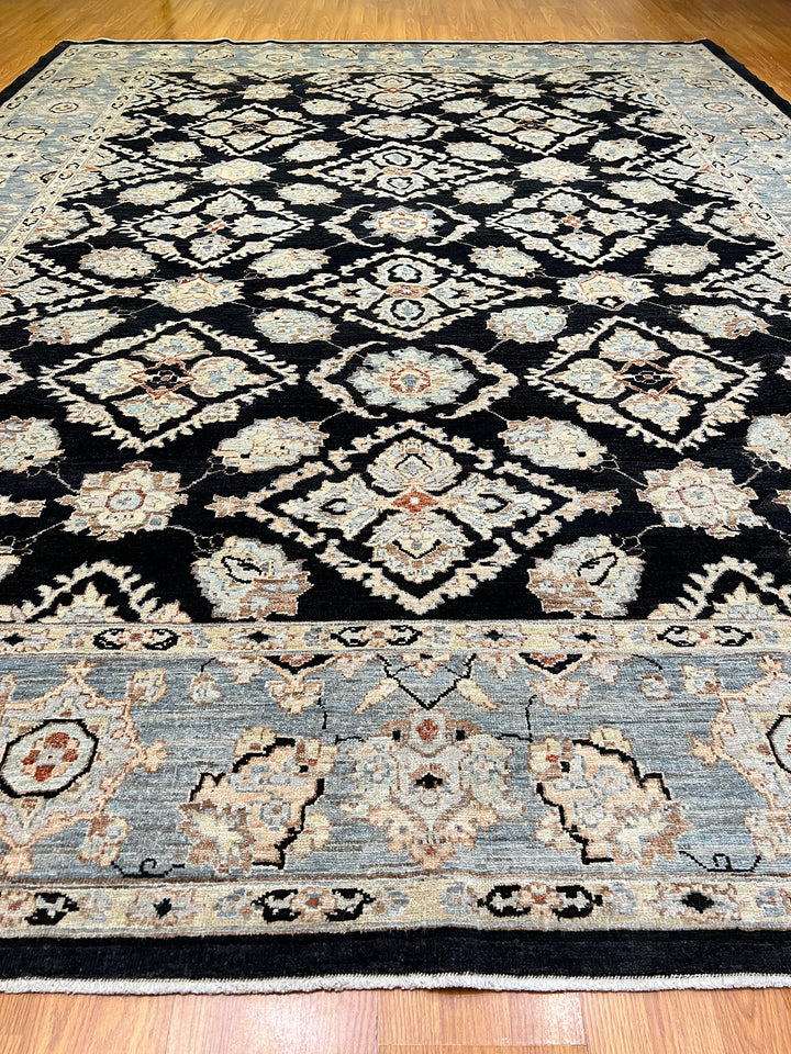 9X12 CHARCOAL BLACK HAND KNOTTED AFGHAN TRADITIONAL RUG-San Francisco Rugs--San Francisco Rugs