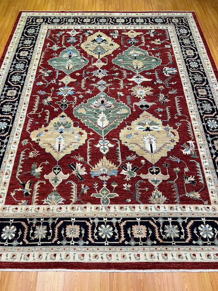 9X12 RED ARYANA AFGHAN HAND KNOTTED RUG-San Francisco Rugs--San Francisco Rugs