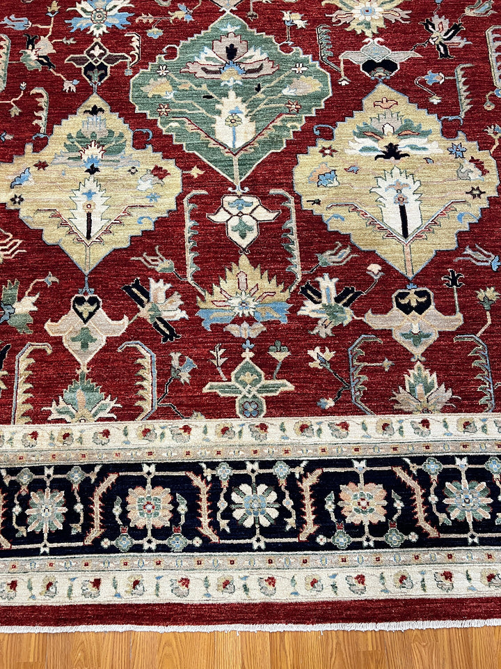 9X12 RED ARYANA AFGHAN HAND KNOTTED RUG-San Francisco Rugs--San Francisco Rugs