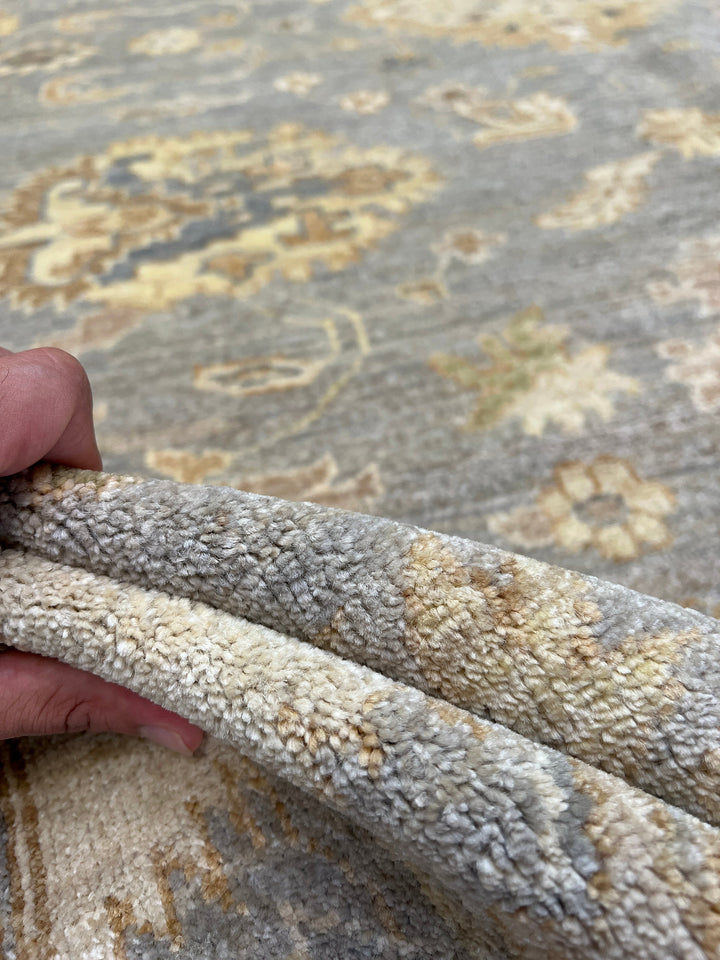 9X12 GRAY TURKISH OUSHAK HAND KNOTTED RUG-San Francisco Rugs--San Francisco Rugs
