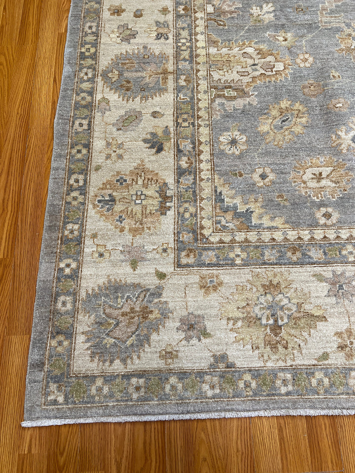 9X12 GRAY TURKISH OUSHAK HAND KNOTTED RUG-San Francisco Rugs--San Francisco Rugs